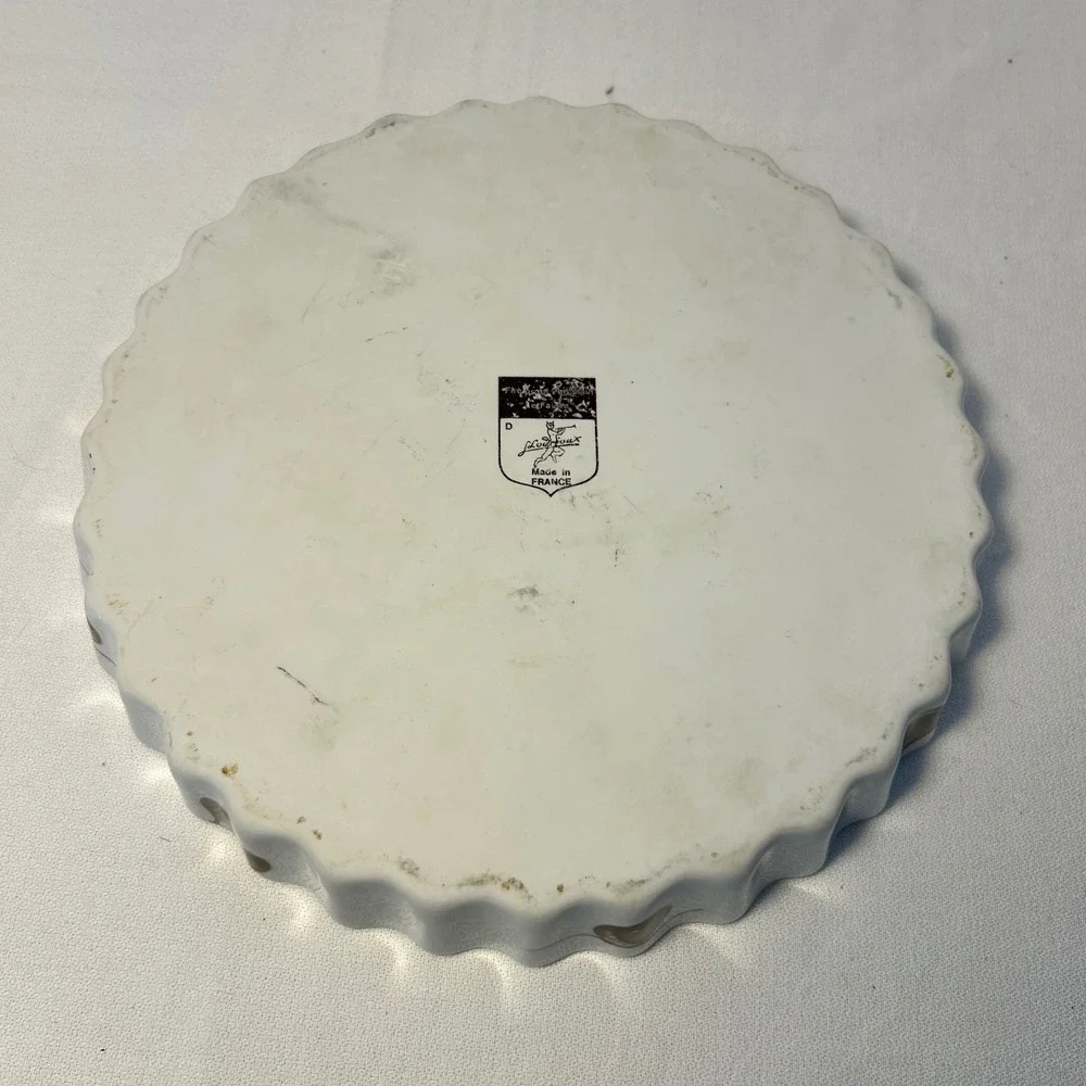 L. Lourioux Le Faune Dish Porcelain Tart‎ Quiche Dish Mushroom Vintage - Picture 5 of 5